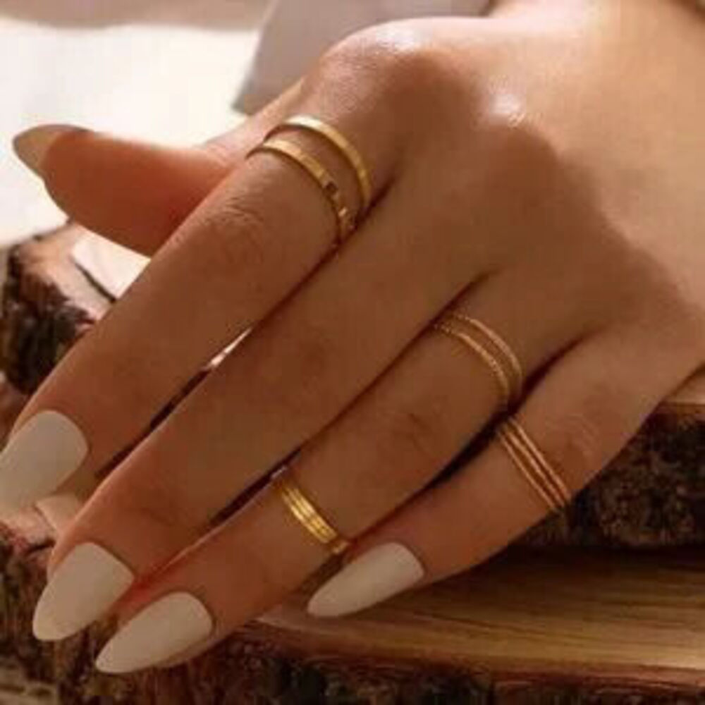 Gold 10pc Minimalistic Midi Ring Set | Stackable Fashion Rings